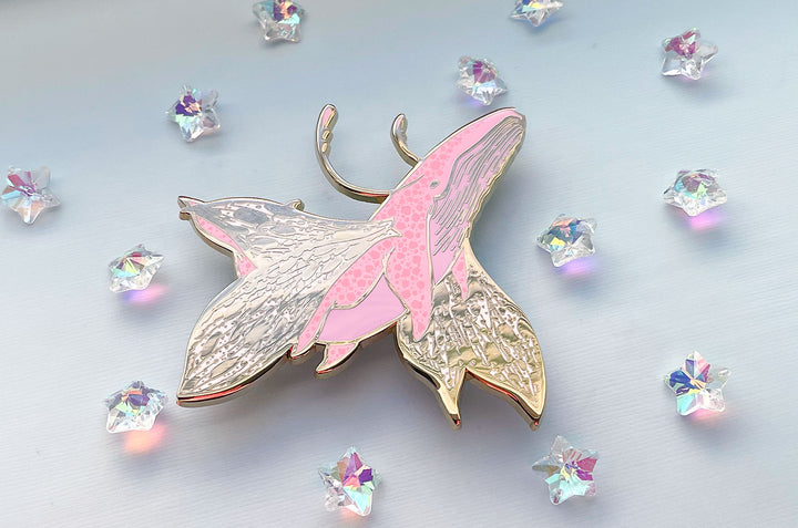 Butterfly Whale Enamel Pin