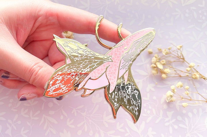 Butterfly Whale Enamel Pin