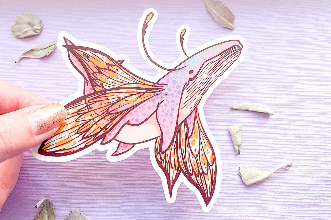 Butterfly Whale Clear Vinyl Sticker