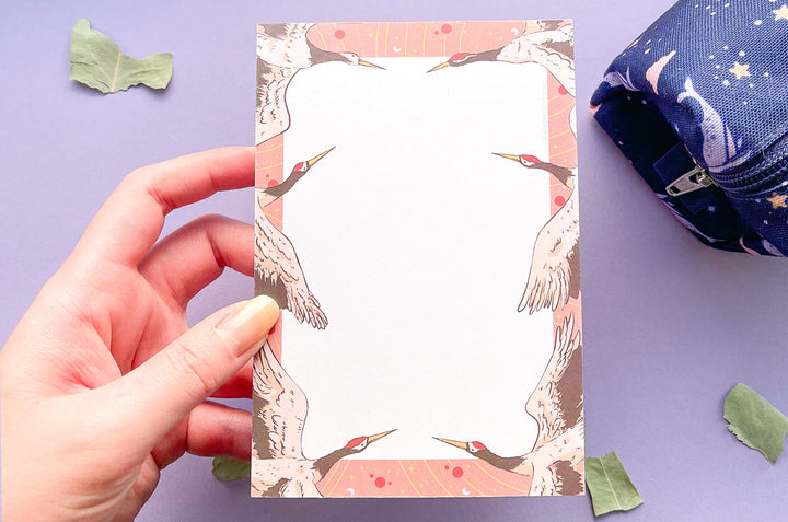 Red Crowned Cranes Dotted Grid Notepad