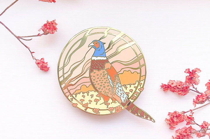 Ring-Necked Pheasant Enamel Pin (Seconds)