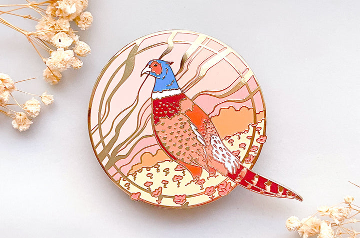 Ring-Necked Pheasant Enamel Pin (Seconds)