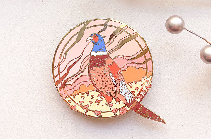 Ring-Necked Pheasant Enamel Pin (Seconds)