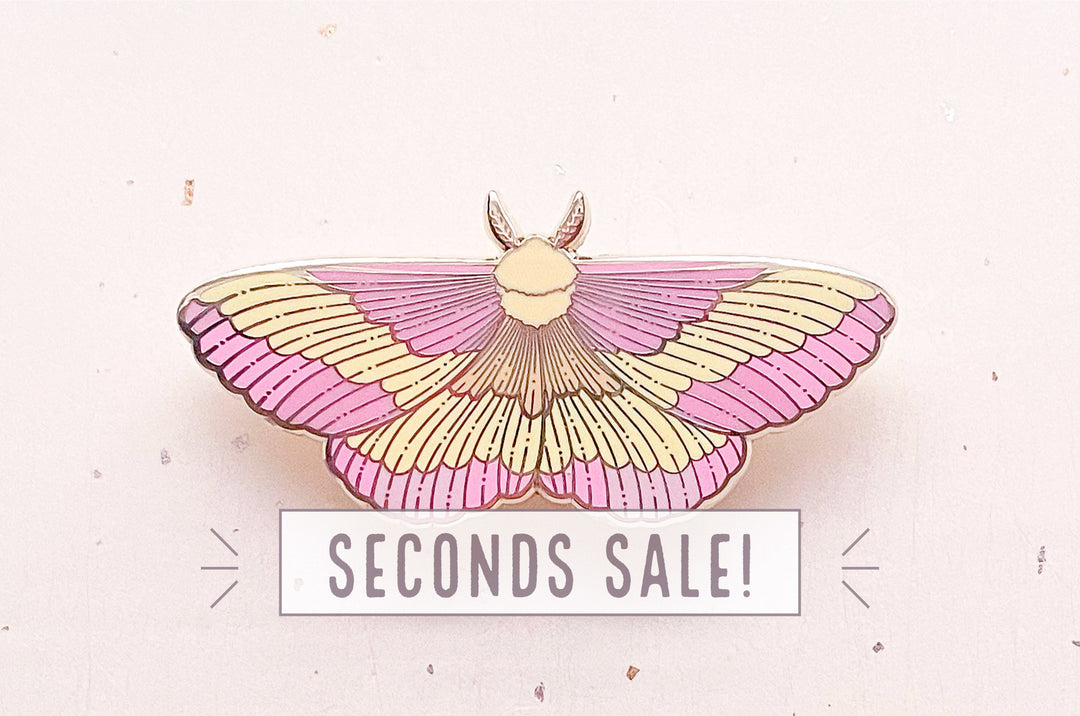 Rosy Maple Moth Enamel Pin (Seconds)