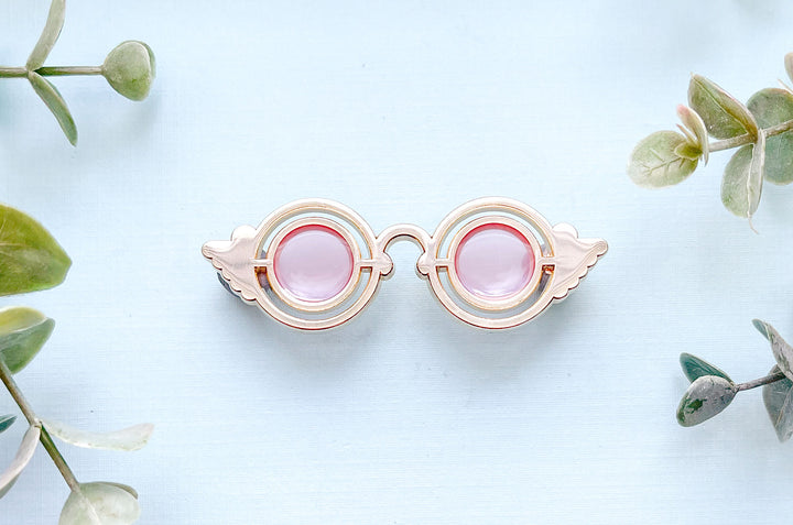 Rose Colored Glasses Transparent Enamel Pin