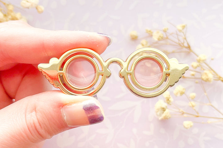 Rose Colored Glasses Transparent Enamel Pin