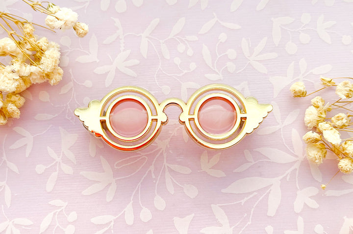 Rose Colored Glasses Transparent Enamel Pin