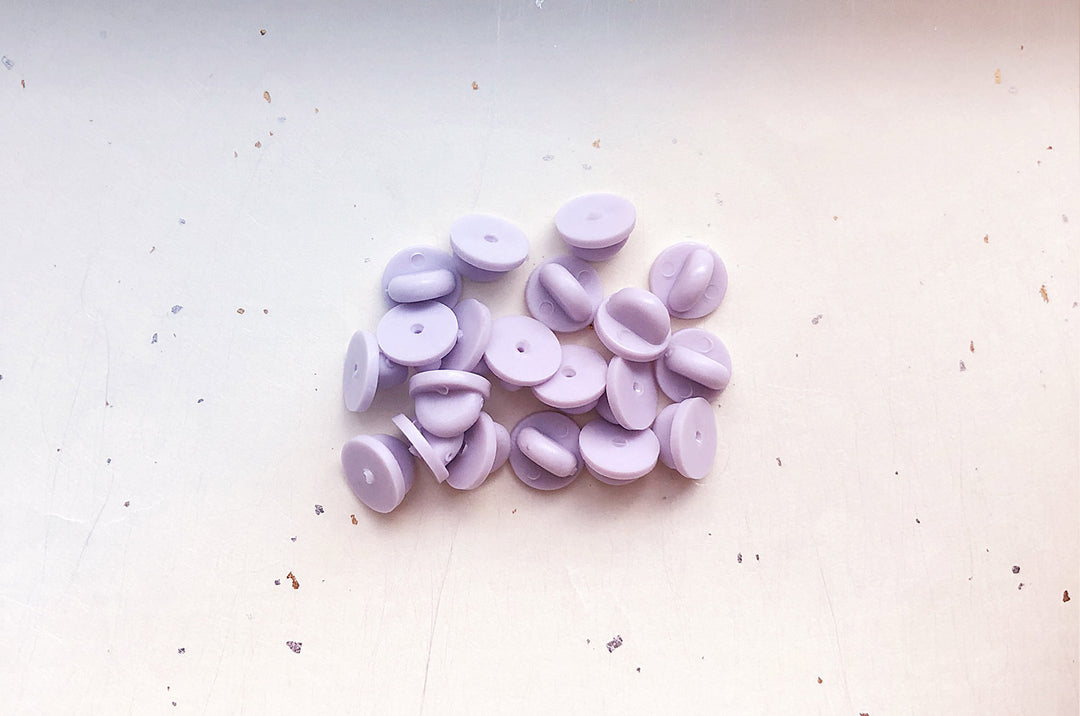 Pale Lilac Rubber Pin Backs (Pack of 20)