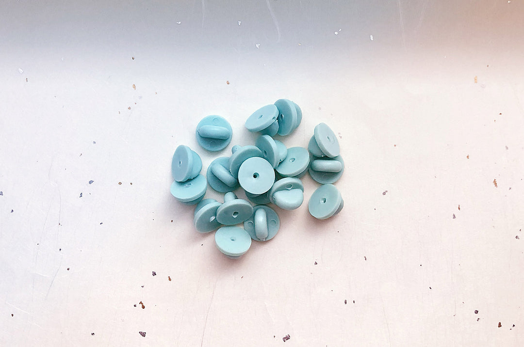 Robin's Egg Blue Rubber Pin Back (Pack of 20)