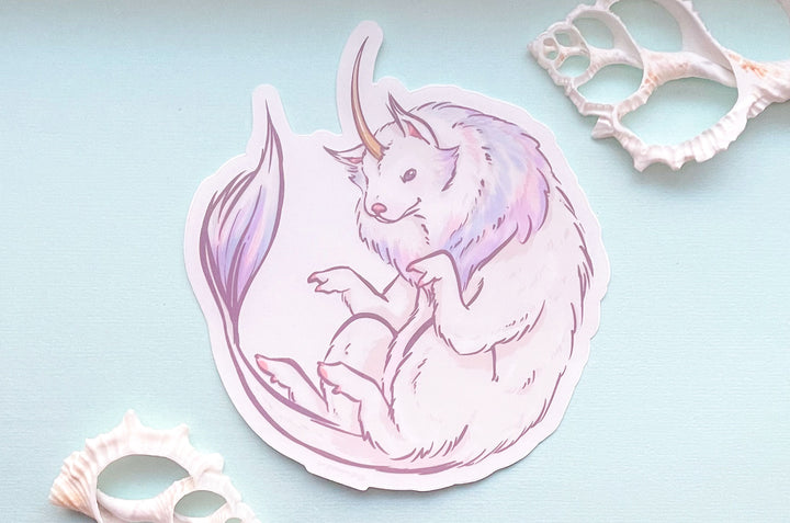 Samoyed Unicorn Clear Vinyl Sticker