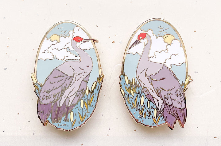 Sandhill Cranes Enamel Pin Set