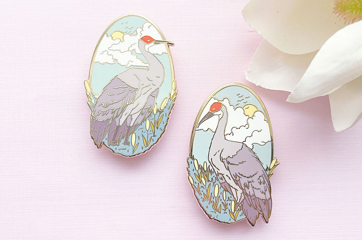 Sandhill Cranes Enamel Pin Set