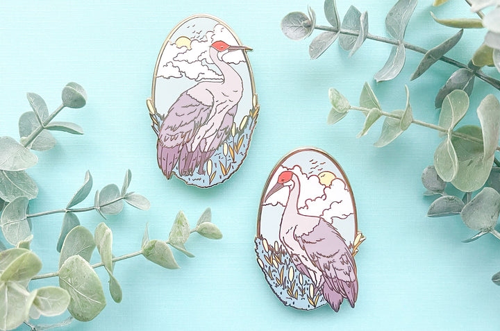 Sandhill Cranes Enamel Pin Set