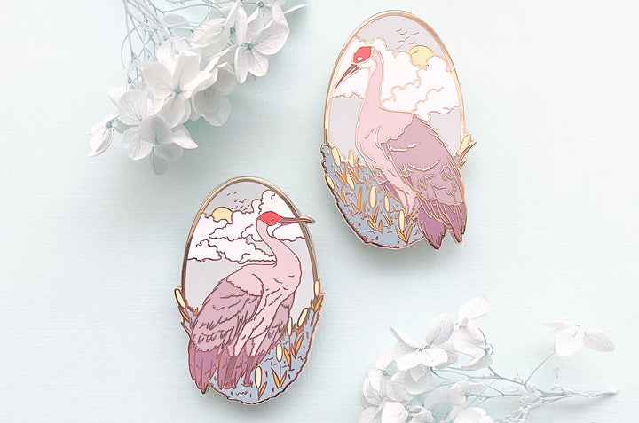 Sandhill Cranes Enamel Pin Set