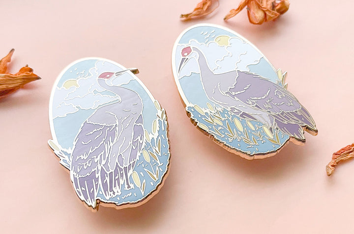 Sandhill Cranes Enamel Pin Set