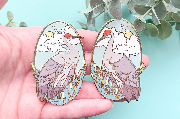 Sandhill Cranes Enamel Pin Set