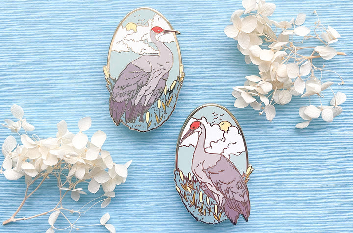 Sandhill Cranes Enamel Pin Set