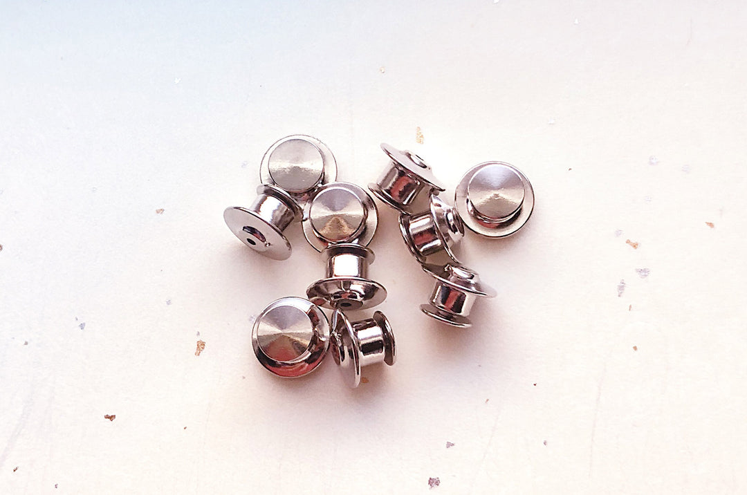 Silver Locking Pin Backs (Pack of 10)