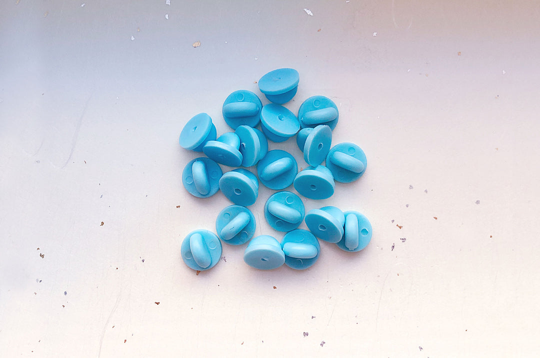 Sky Blue Rubber Pin Back (Pack of 20)