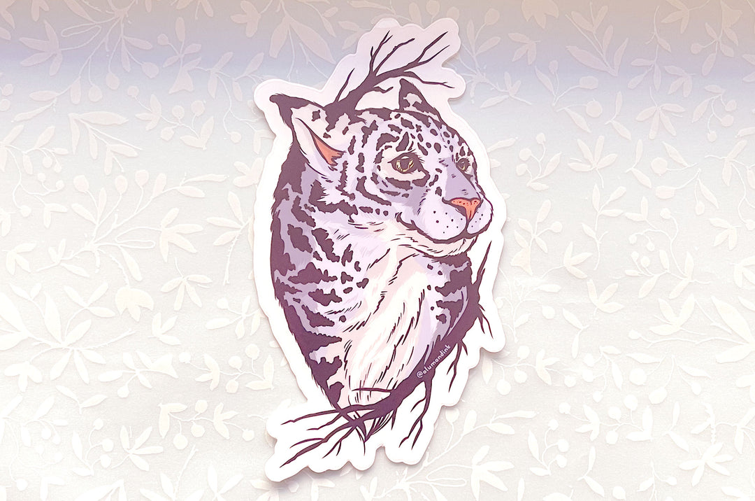 Snow Leopard Clear Vinyl Sticker