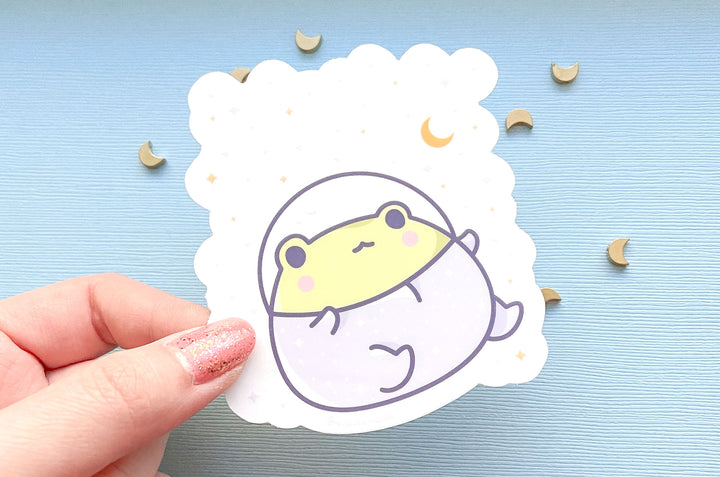 Gogo the Frog in Space Clear Vinyl Sticker