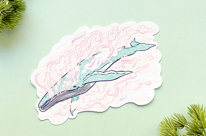 Steam Humpback Whale Clear Vinyl Sticker