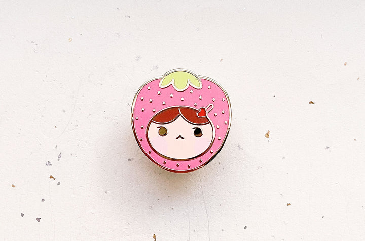 Strawberry Girl Enamel Pin