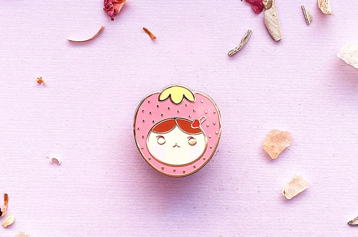 Strawberry Girl Enamel Pin