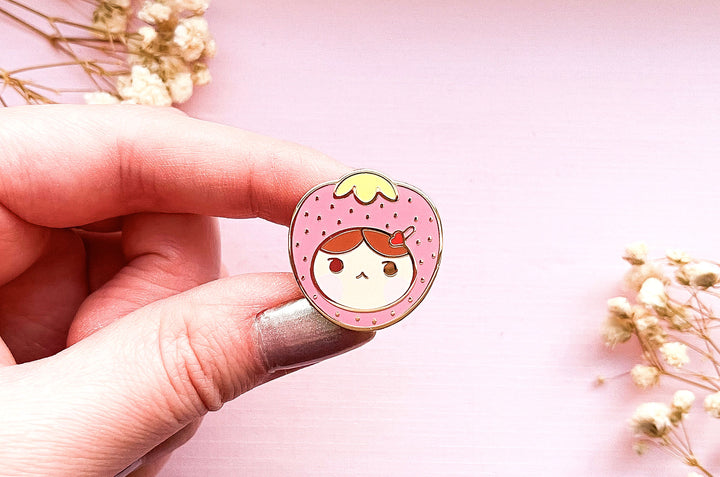 Strawberry Girl Enamel Pin
