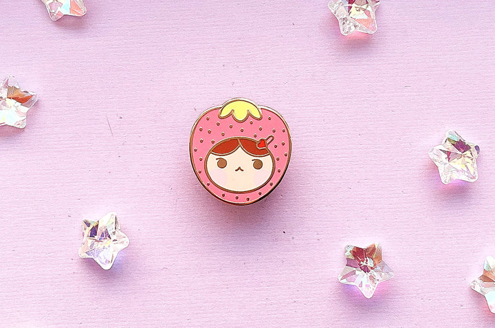 Strawberry Girl Enamel Pin