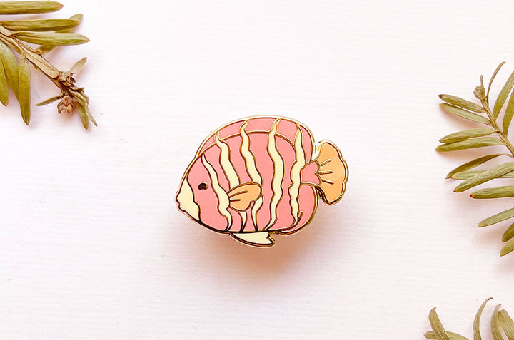 Tiny Peppermint Angelfish Enamel Pin