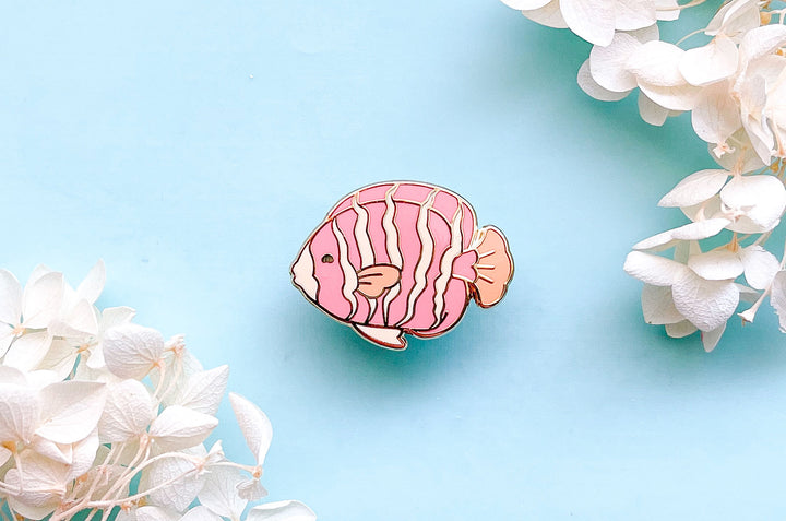 Tiny Peppermint Angelfish Enamel Pin