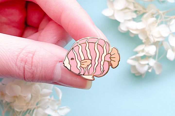 Tiny Peppermint Angelfish Enamel Pin