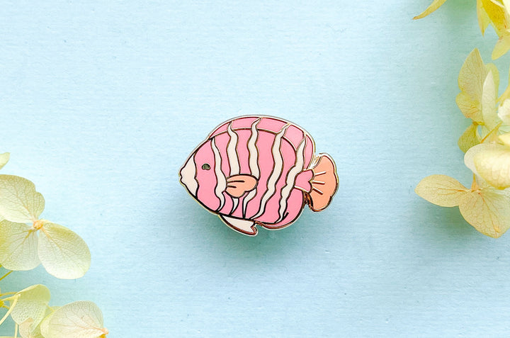 Tiny Peppermint Angelfish Enamel Pin