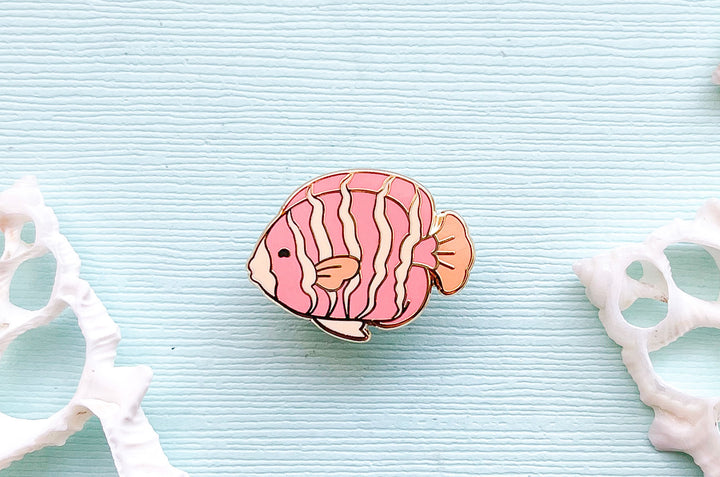 Tiny Peppermint Angelfish Enamel Pin