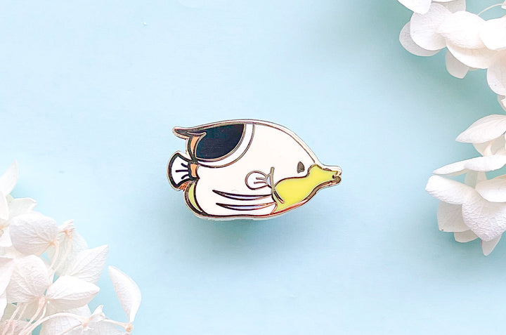Tiny Saddle Butterflyfish Enamel Pin