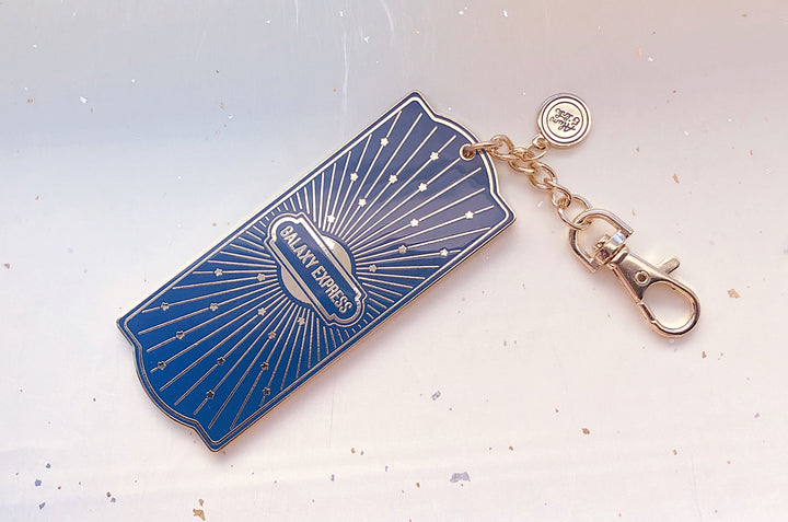 Navy and Gold Galaxy Express Train Ticket Charm