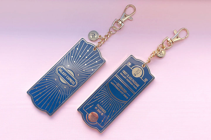 Navy and Gold Galaxy Express Train Ticket Charm