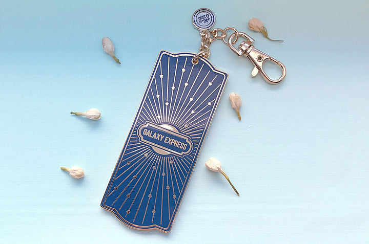 Navy and Gold Galaxy Express Train Ticket Charm