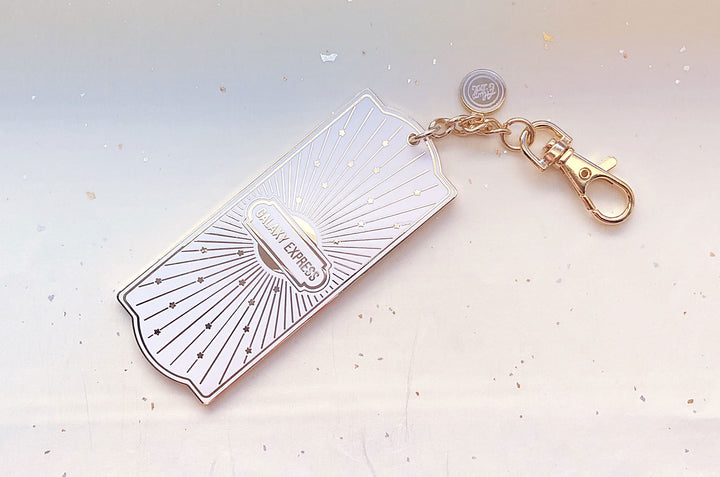 White and Gold Galaxy Express Train Ticket Charm