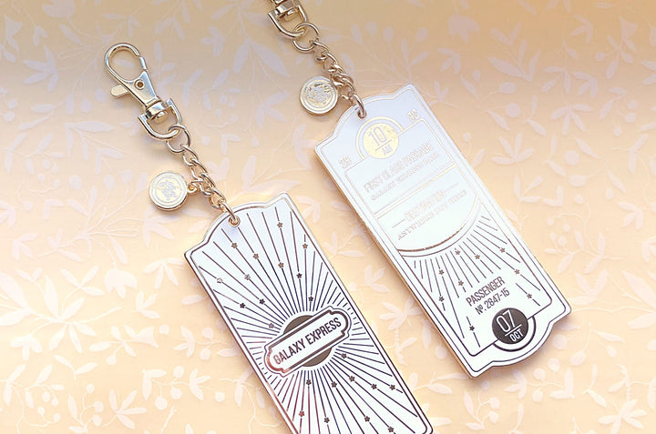 White and Gold Galaxy Express Train Ticket Charm