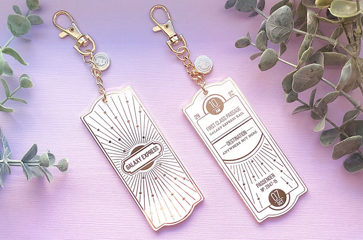 White and Gold Galaxy Express Train Ticket Charm