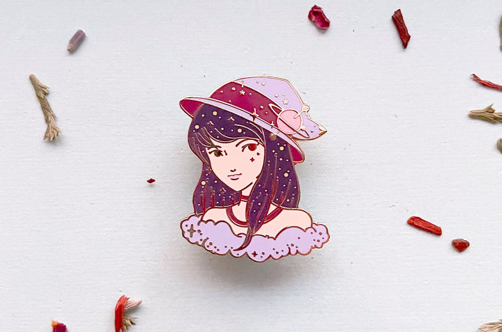 January Witch Garnet Enamel Pin