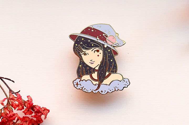 January Witch Garnet Enamel Pin