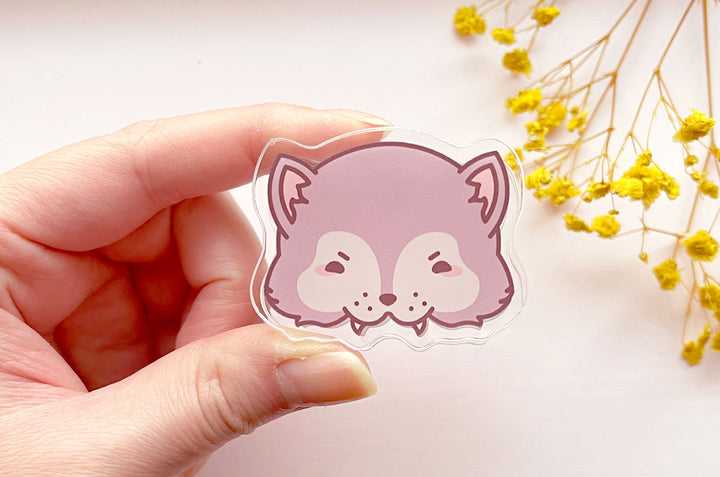 Munching Wolf and Bear Acrylic Clips Set