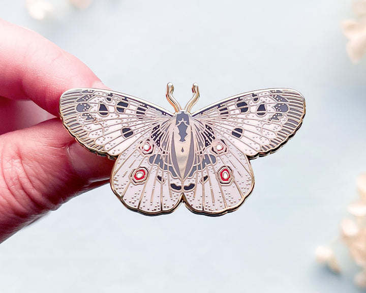 Mountain Apollo Butterfly (Parnassius apollo) Enamel Pin