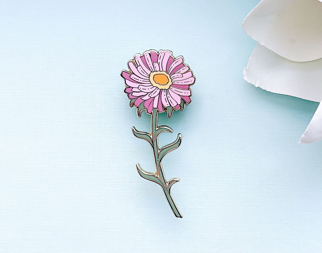 Pink Alpine Aster (Aster alpinus) Enamel Pin