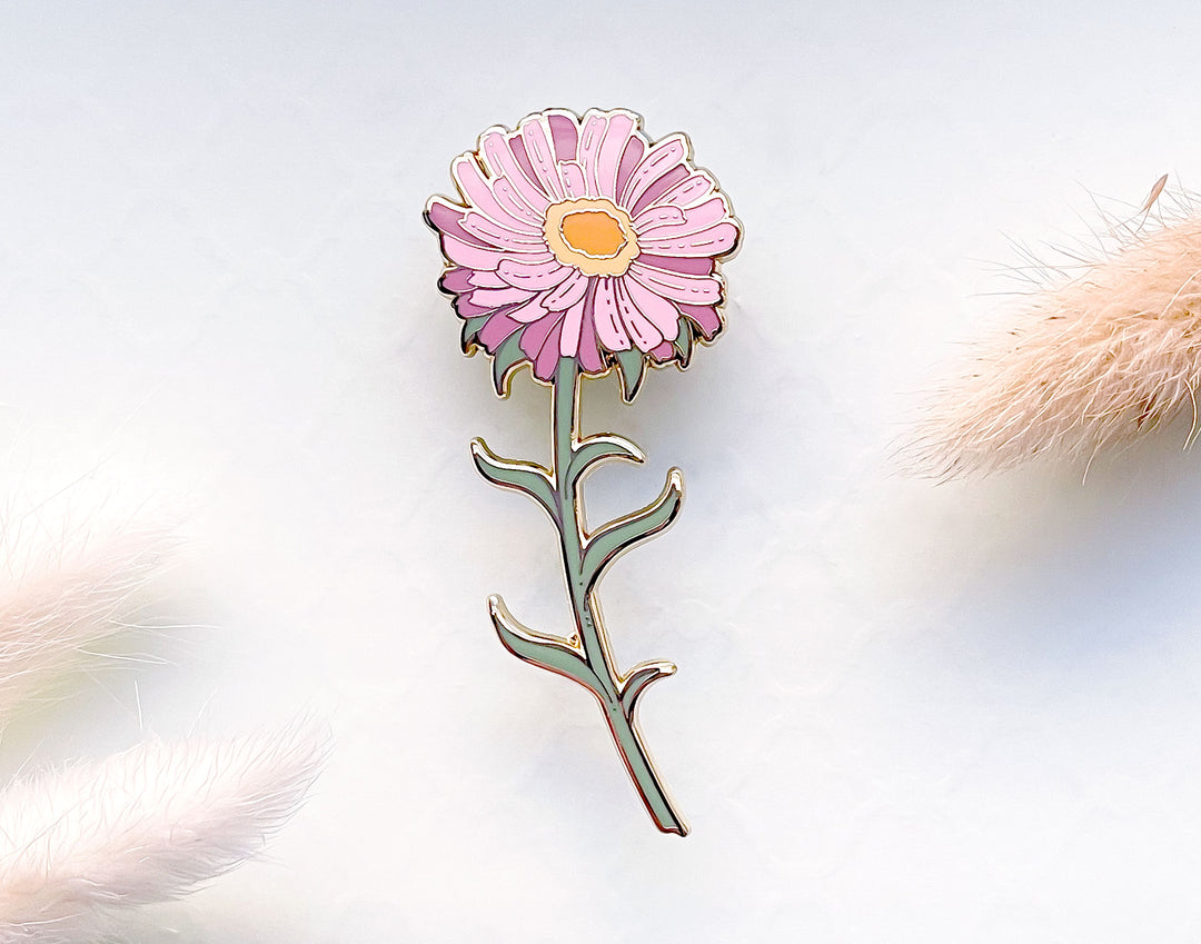 Pink Alpine Aster (Aster alpinus) Enamel Pin