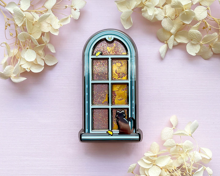 Ginkgo Leaves and Autumn Window Enamel Pin