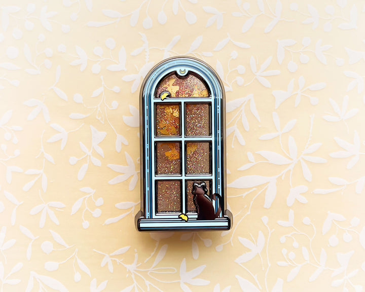 Ginkgo Leaves and Autumn Window Enamel Pin